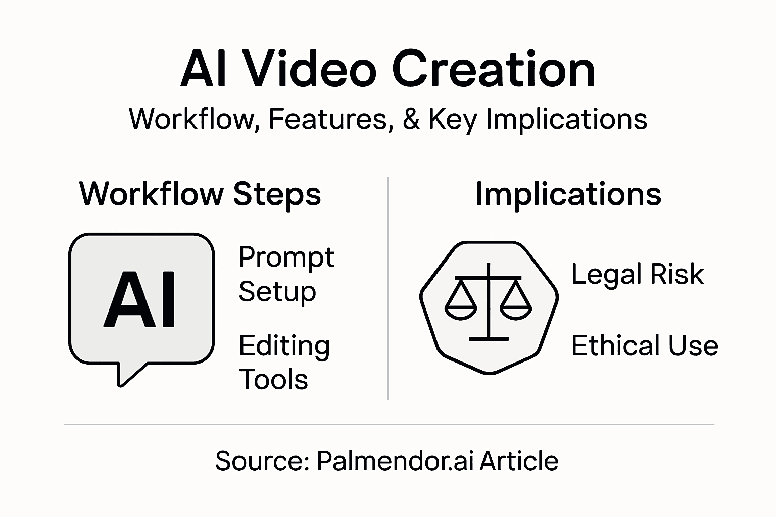 Infographic showing AI video workflow and implications