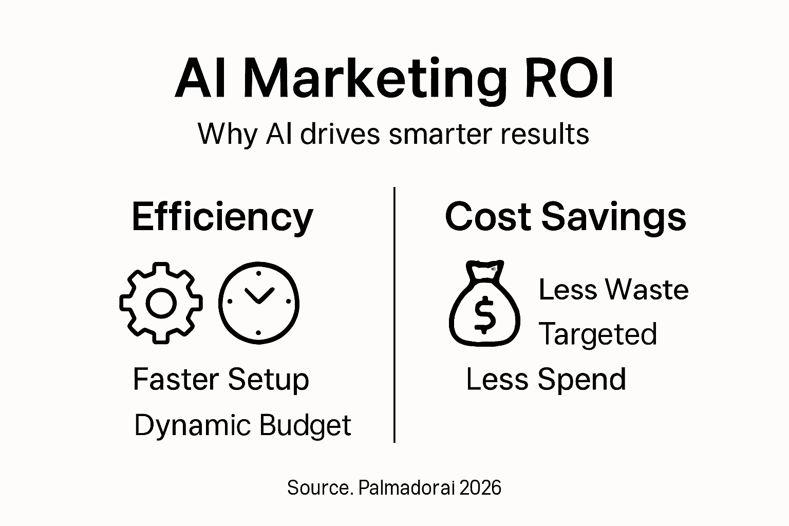 Infographic showing AI marketing ROI benefits